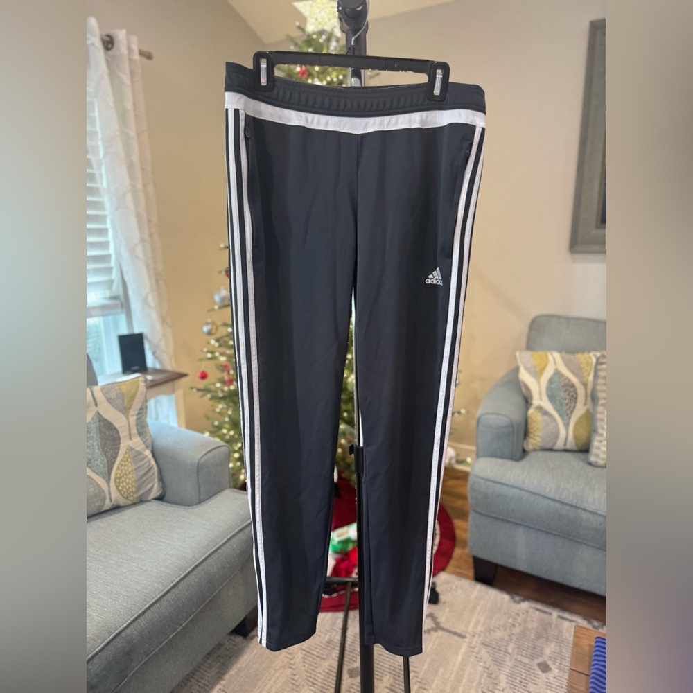 Adidas Women’s Charcoal Joggers with White Stripes